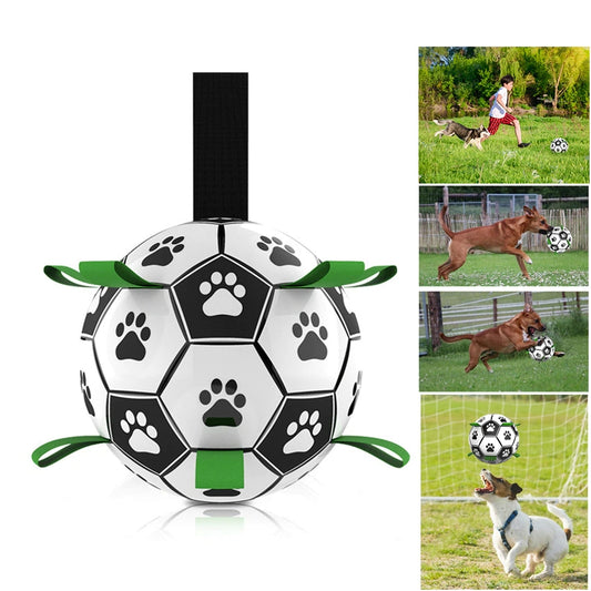 Dog Toys Interactive Pet Football Toys with Grab Tabs Dog Outdoor training Soccer Pet Bite Chew Balls for Dog accessories - Furry Babiez 